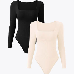 1+1 AKCIA RunwayShape EverydayControl Tvarujúci Bodysuit s Dlhým Rukávom Tangá