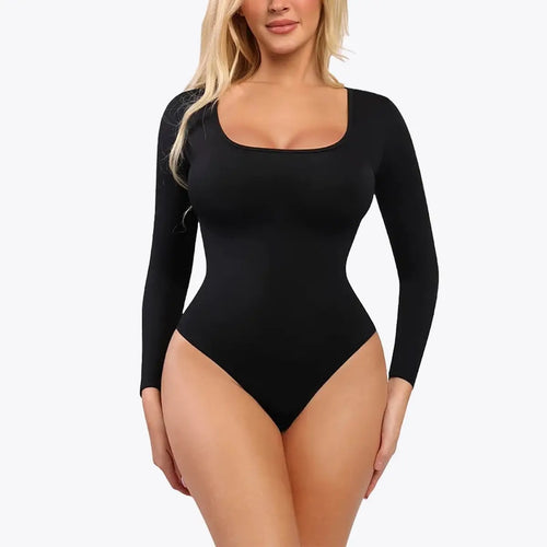 1+1 AKCIA RunwayShape EverydayControl Tvarujúci Bodysuit s Dlhým Rukávom Tangá